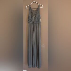 David's Bridal Mercury Gray Chiffon Maxi Dress
